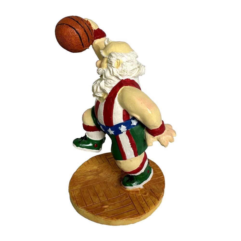 Retro 1990's Basketball Playing Santa 5" Figurine Christmas Red White & Blue - Picture 6 of 7